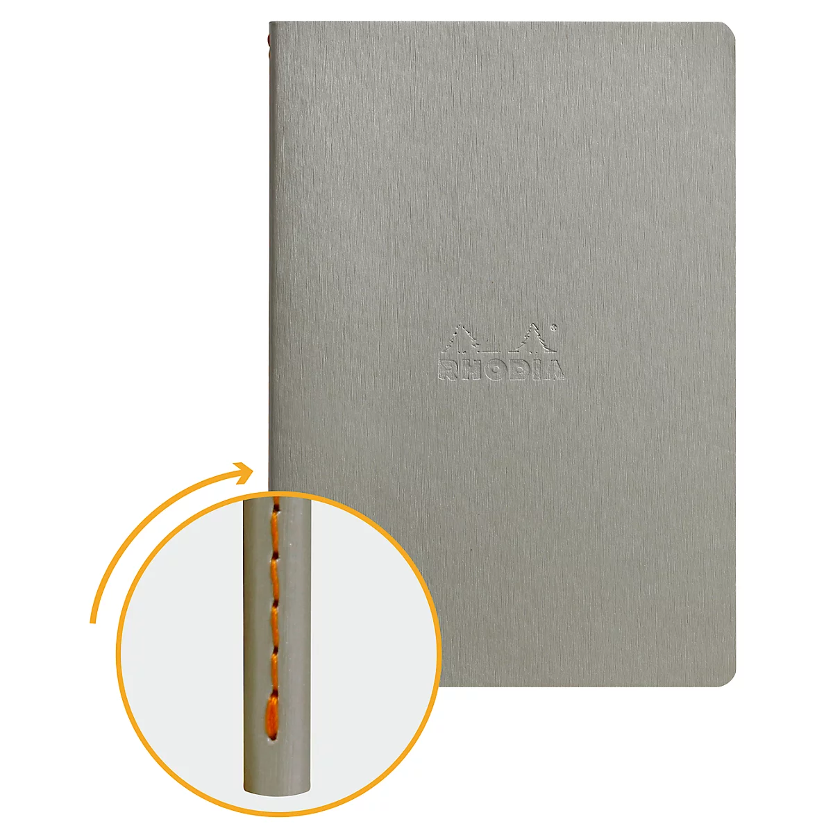 Carnet de notes Rhodia, 32 feuilles, DIN A5, 90 g/m², ligné, argenté