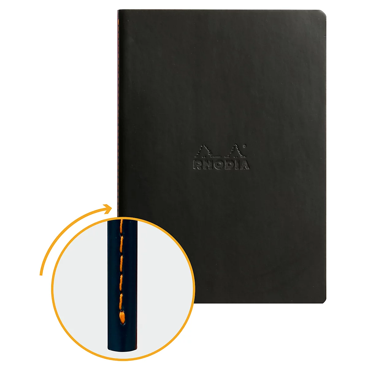 Carnet de notes Rhodia, 32 feuilles, DIN A5, 90 g/m², ligné, noir