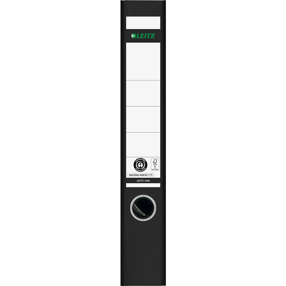 Carpeta LEITZ® 1050, DIN A4, ancho de lomo 52 mm, agujero de agarre, etiqueta de lomo encolada, cartón duro, 1 unidad, negro
