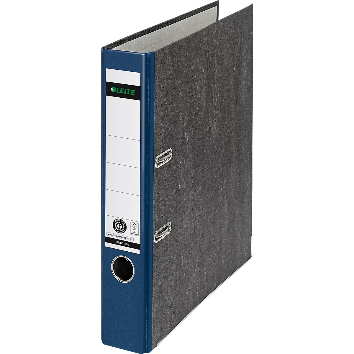 Carpeta LEITZ® 1050, DIN A4, ancho de lomo 52 mm, agujero para los dedos, etiqueta de lomo pegada, clima neutro, cartón duro, 20 unidades, azul