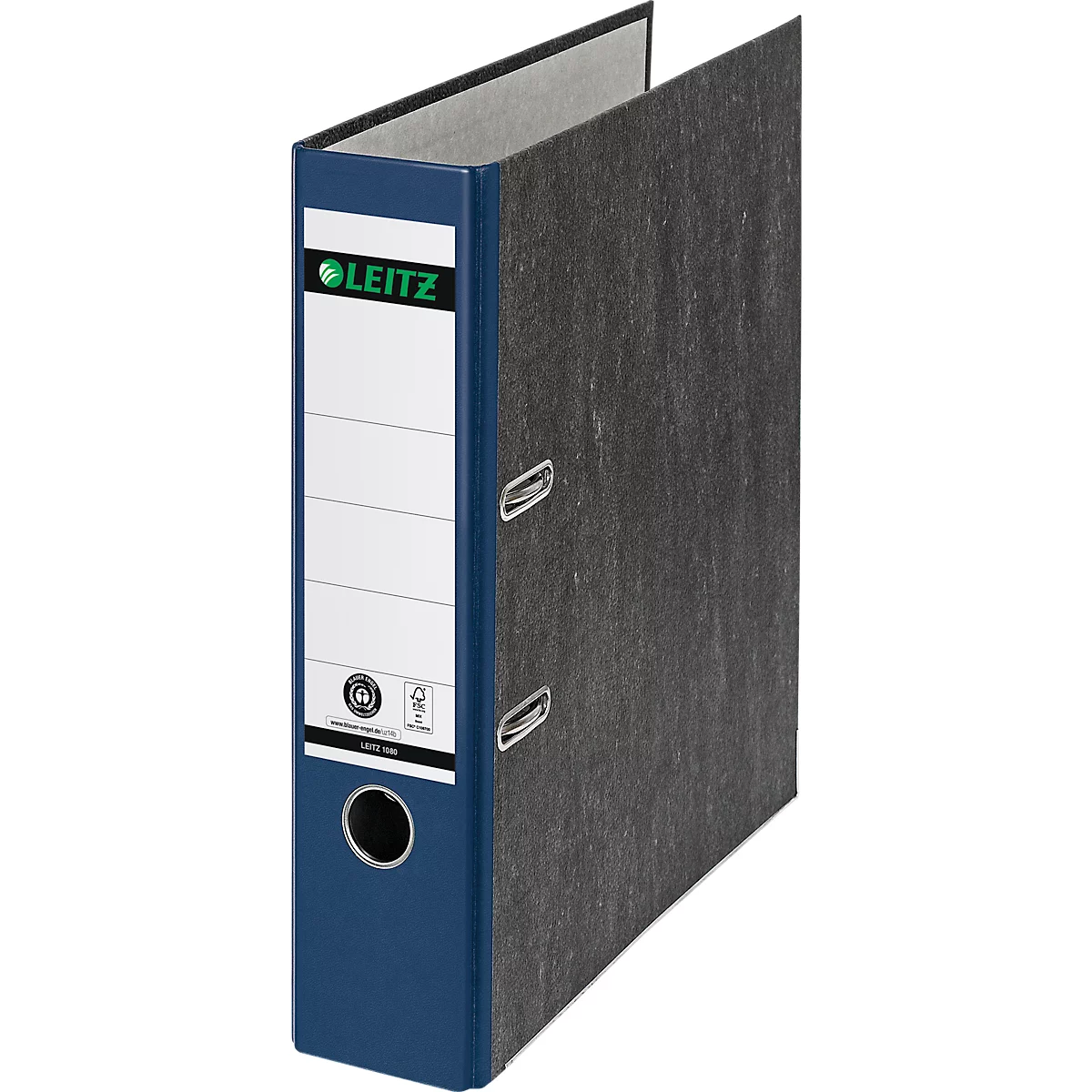 Carpeta LEITZ® 1080, DIN A4, ancho de lomo 80 mm, agujero de agarre, etiqueta de lomo pegada, cartón duro, 20 unidades, azul