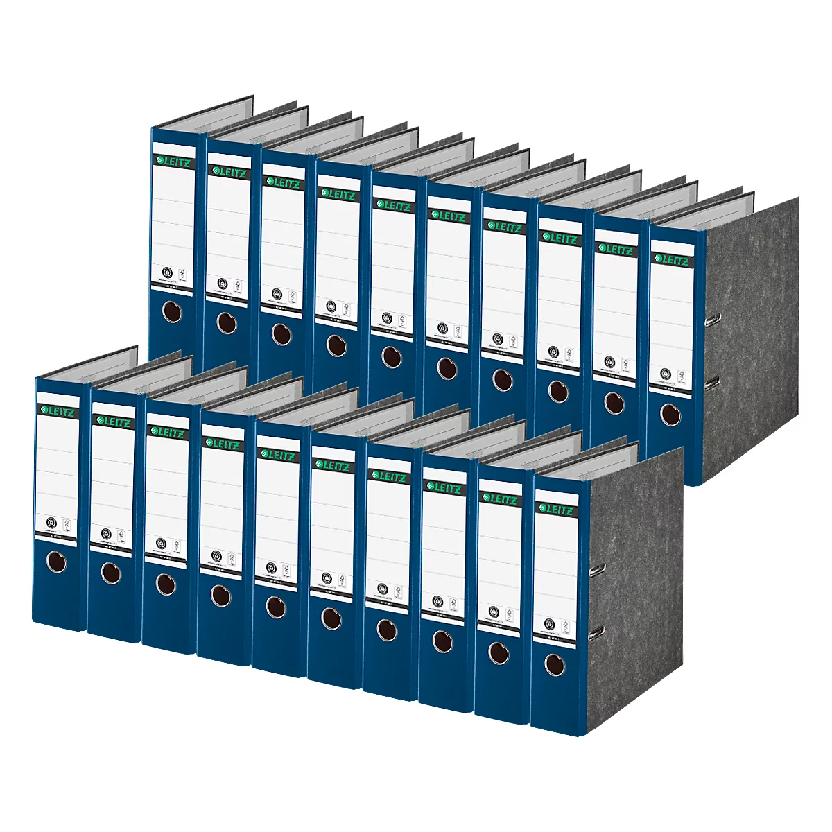 Carpeta LEITZ® 1080, DIN A4, ancho de lomo 80 mm, agujero de agarre, etiqueta de lomo pegada, cartón duro, 20 unidades, azul