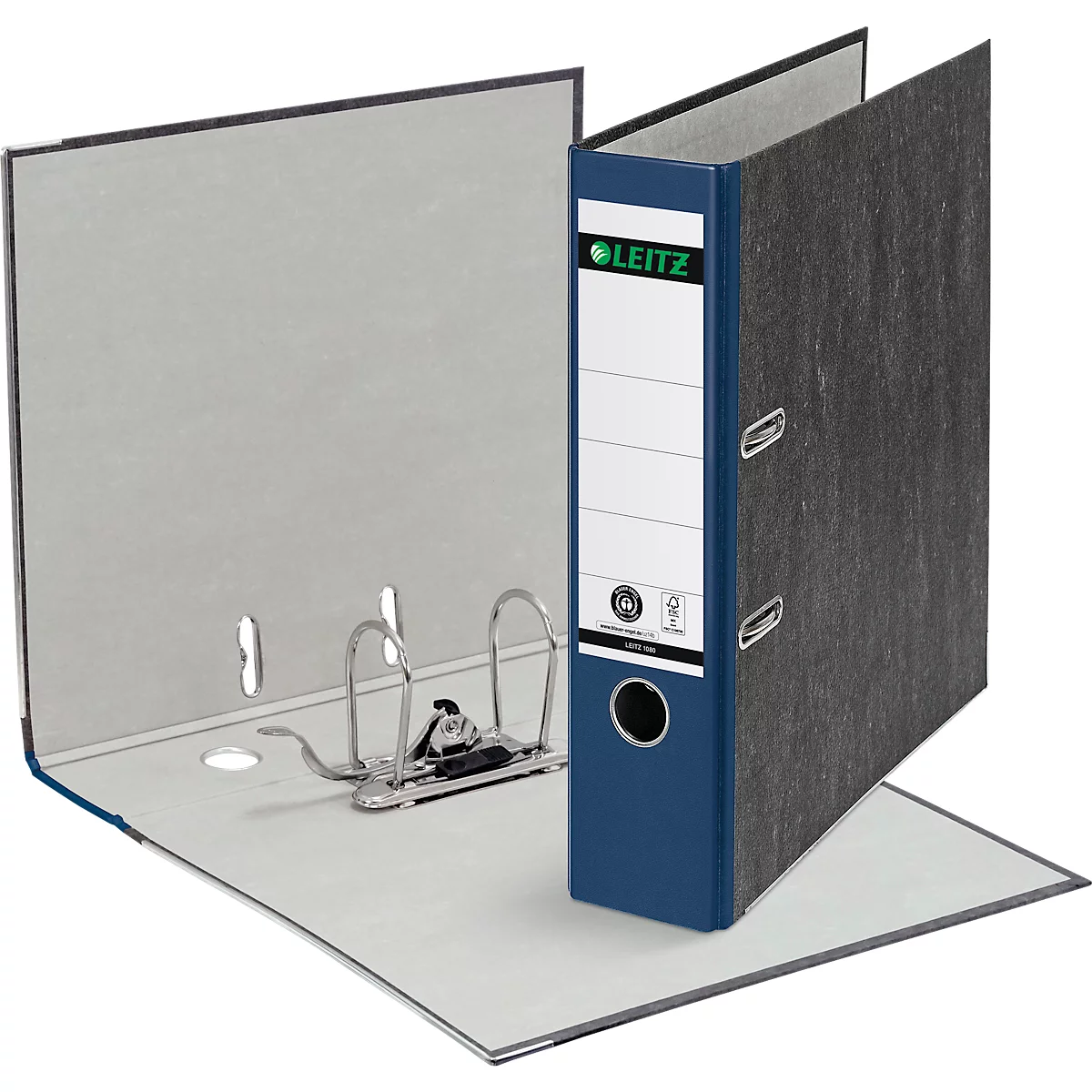 Carpeta LEITZ® 1080, DIN A4, ancho de lomo 80 mm, agujero de agarre, etiqueta de lomo pegada, cartón duro, 20 unidades, azul