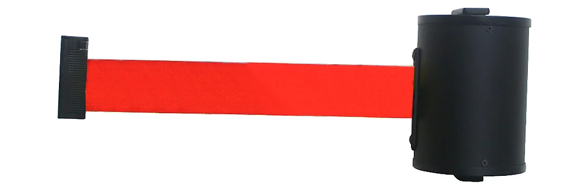 Carrete de cinta para pared, fijación con tornillos, 10 m de largo, giratorio, rojo
