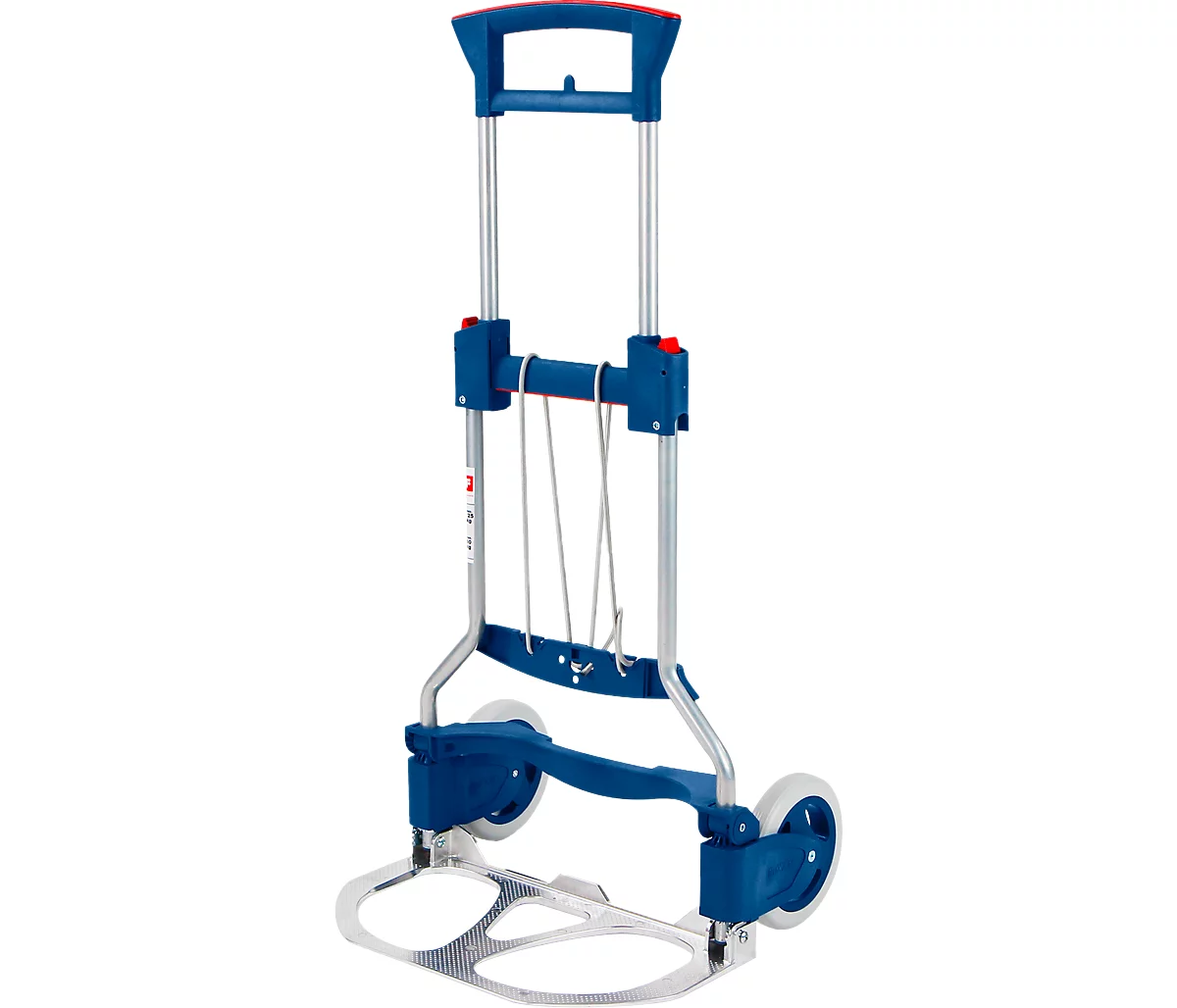 Carretilla para sacos RuXXac-cart Business, hasta 125 kg, correa tensora elástica, ruedas fijas, aluminio/tubo de acero/plástico, azul-rojo-plata