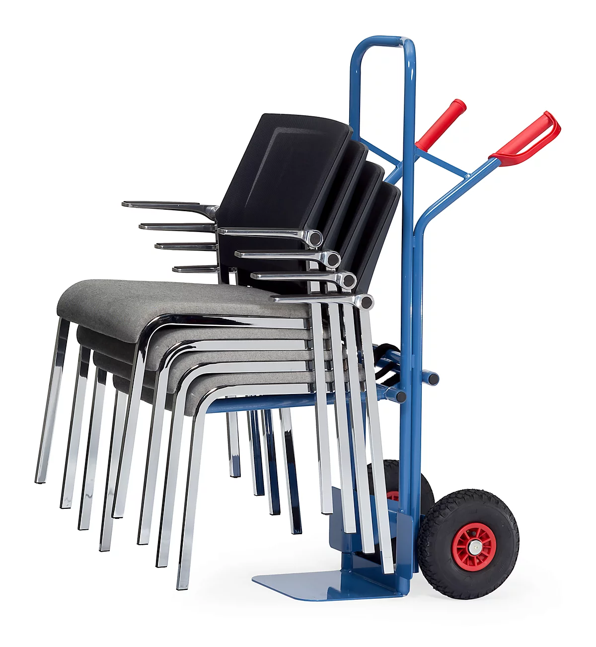Carretilla para sillas/camión apilador, carga máx. 300 kg, ruedas neumáticas