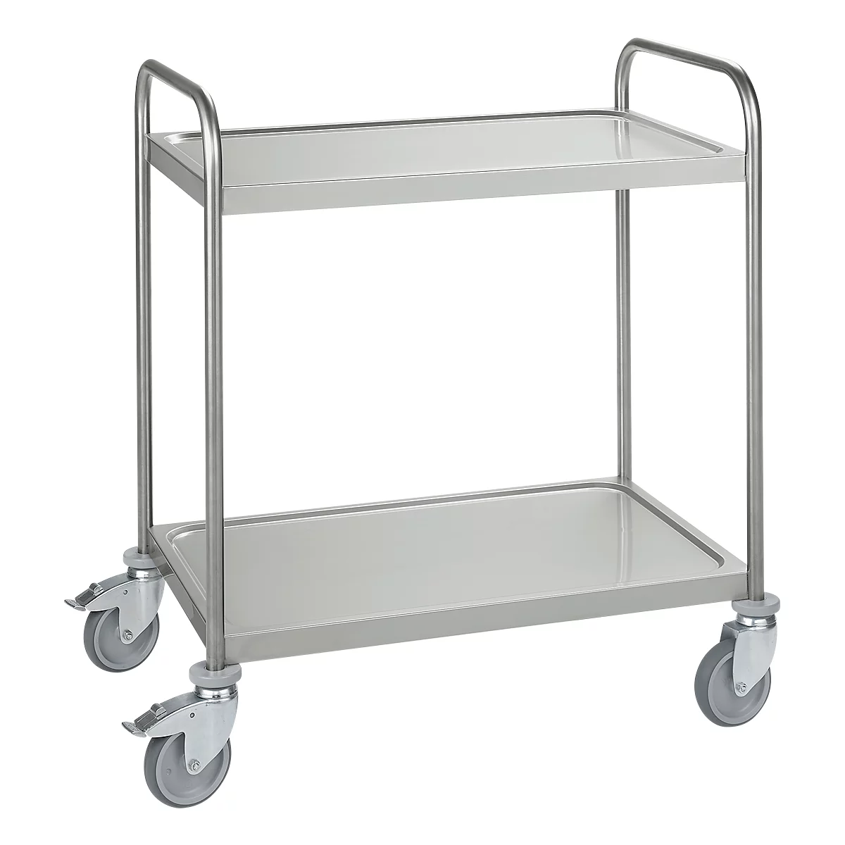 Carrito de acero inoxidable, An 1045 x P 645 mm, goma maciza, carcasa de rueda galvanizada