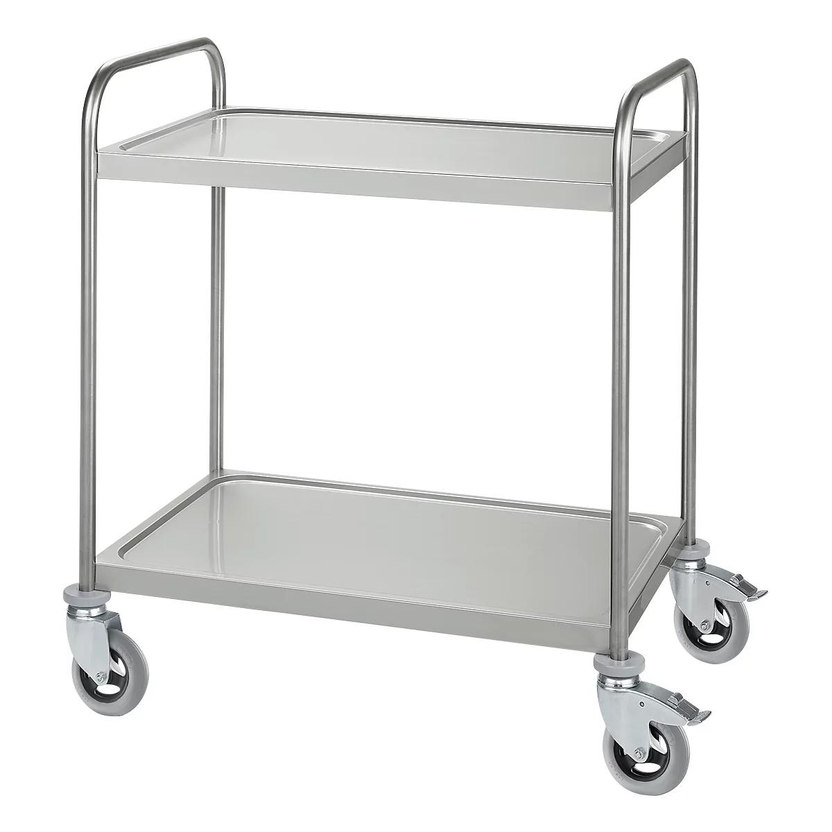 Carrito de acero inoxidable, An 845 x P 545 mm, comp. neumático, carcasa de rueda galvanizada