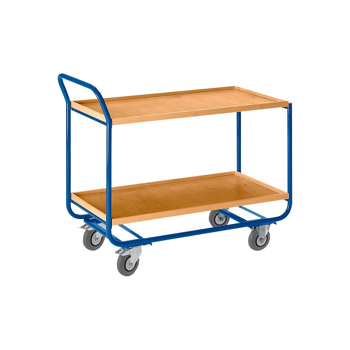 Carrito de transporte con borde de madera, L 1000 x An 575 mm, 2 niveles