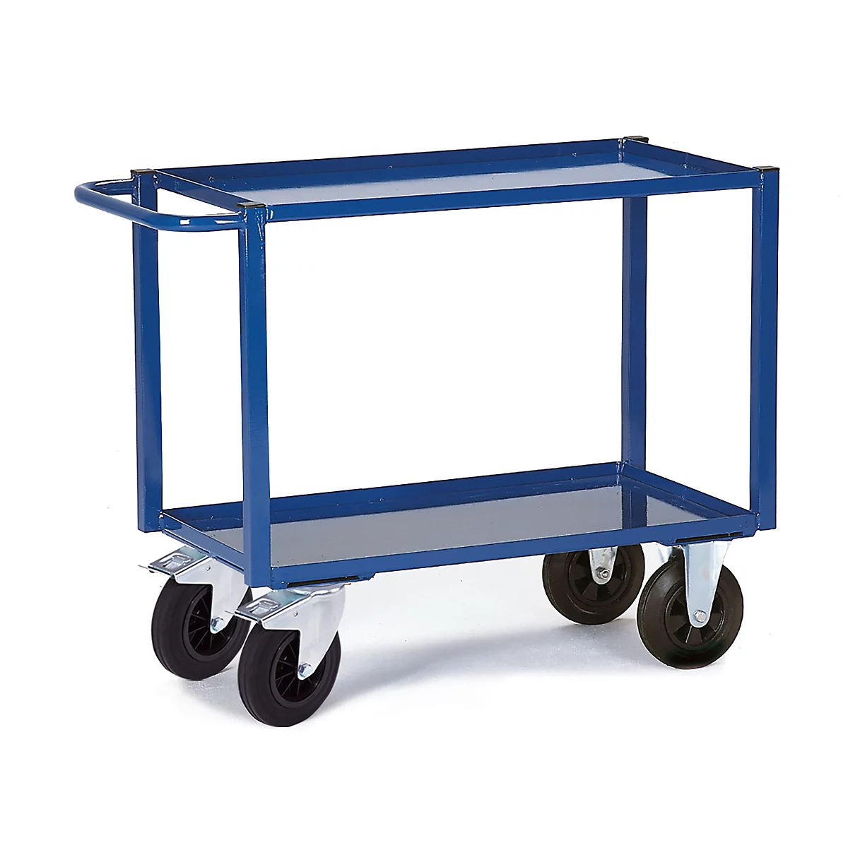 Carrito de transporte con mesa, 2 superf. carga/cubeta de chapa, 895 x 495 mm, capacidad de carga 400 kg