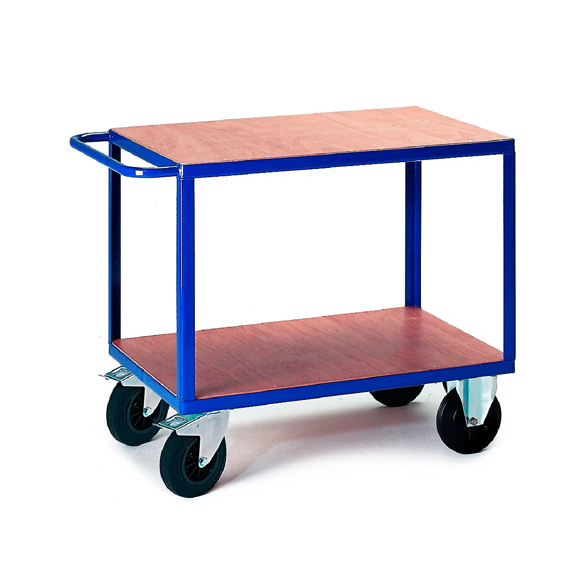 Carrito de transporte con mesa, 2 superficies de carga, 850 x 500 mm, capacidad de carga 500 kg, para fabricación y taller