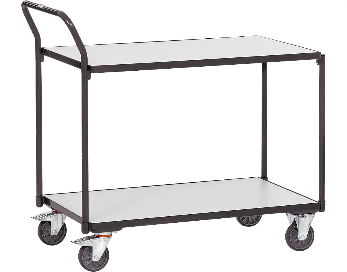 Carrito de transporte con mesa ESD, 980 x 520 x 1020 mm, 2 estantes