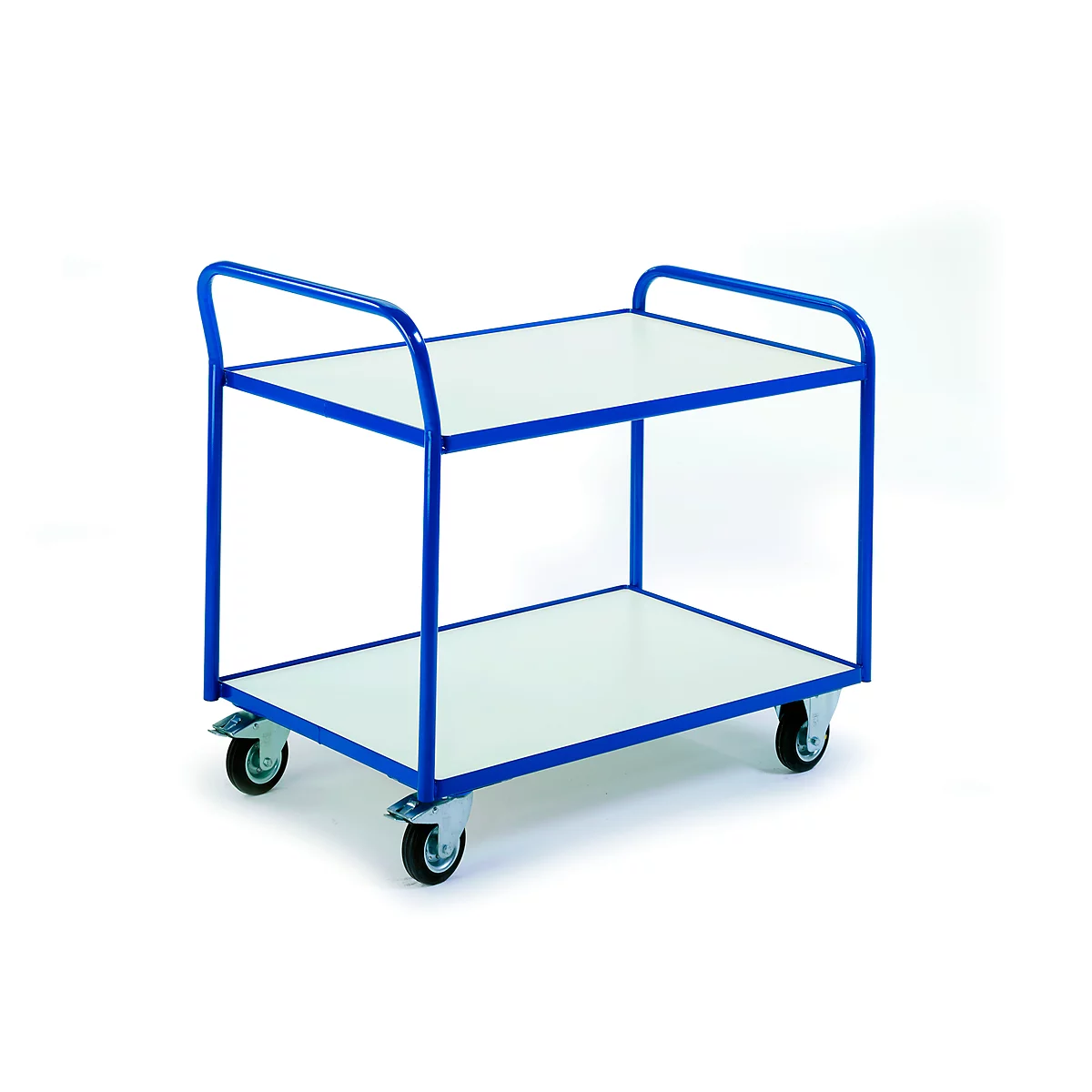 Carrito de transporte con mesa ESD con 2 niveles, 790 x 490 mm, capacidad de carga 250 kg