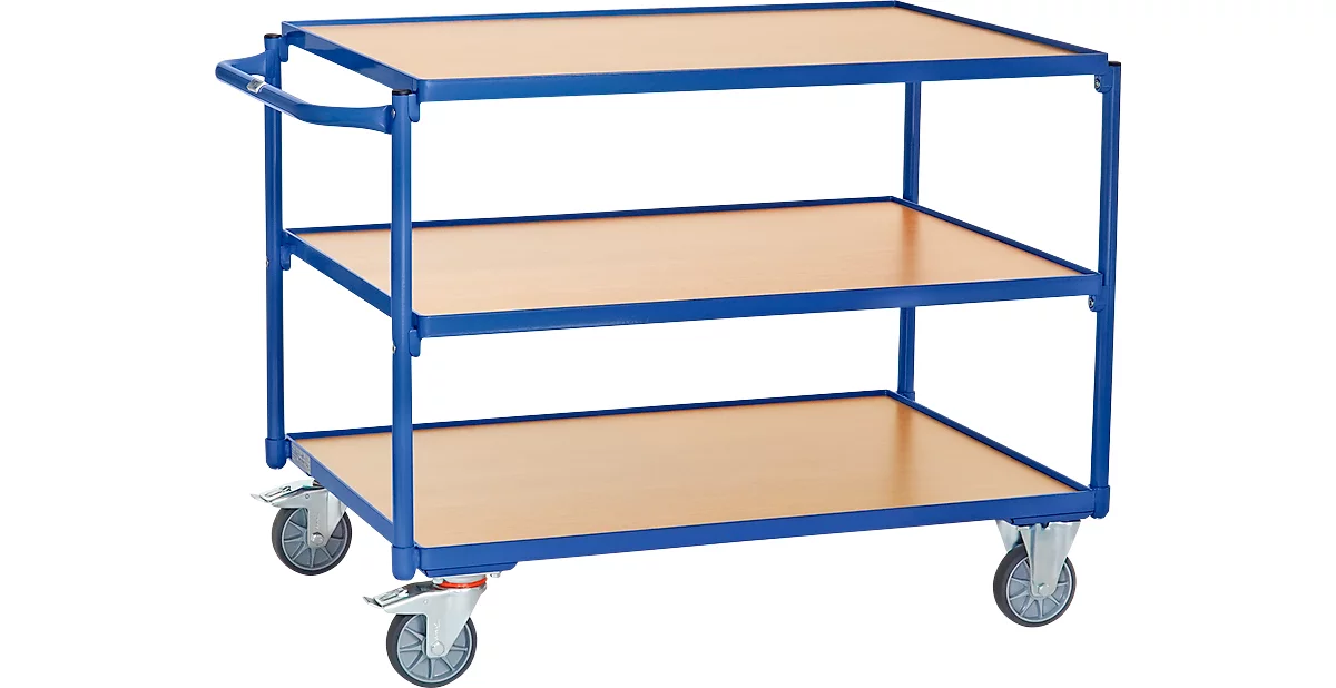 Carrito de transporte con mesa ligero fetra®, 3 estantes, 1000 x 700 mm