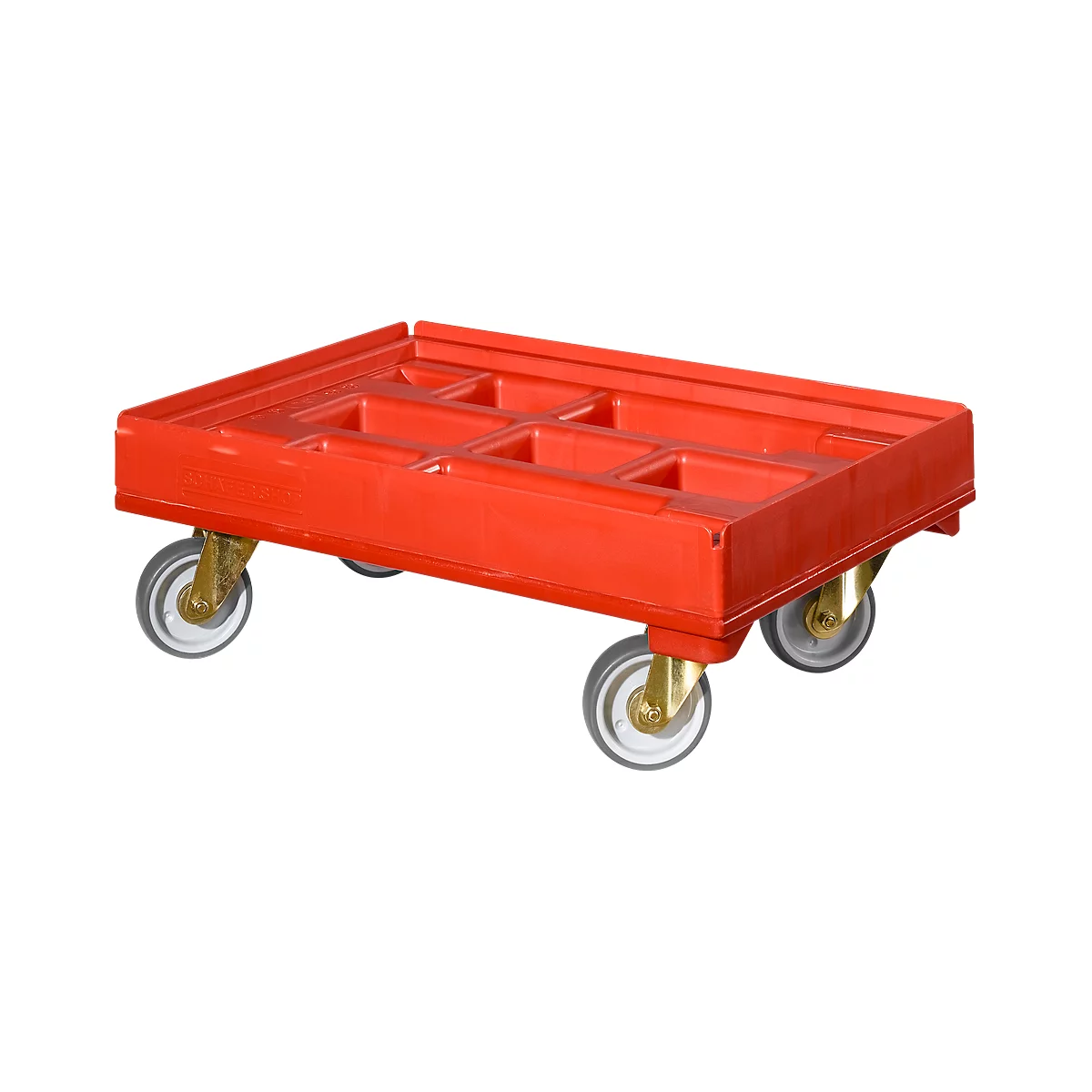 Carrito de transporte para recipiente 600 x 400 mm, rojo