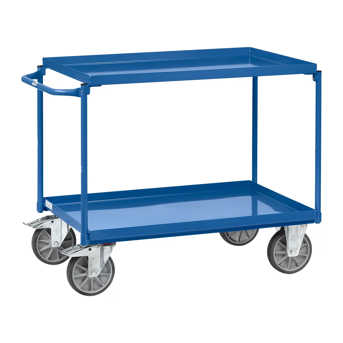 Carro con estantes 4822, con 2 estantes, acero, L 1100 x A 700 mm, capacidad de carga 400 kg, azul