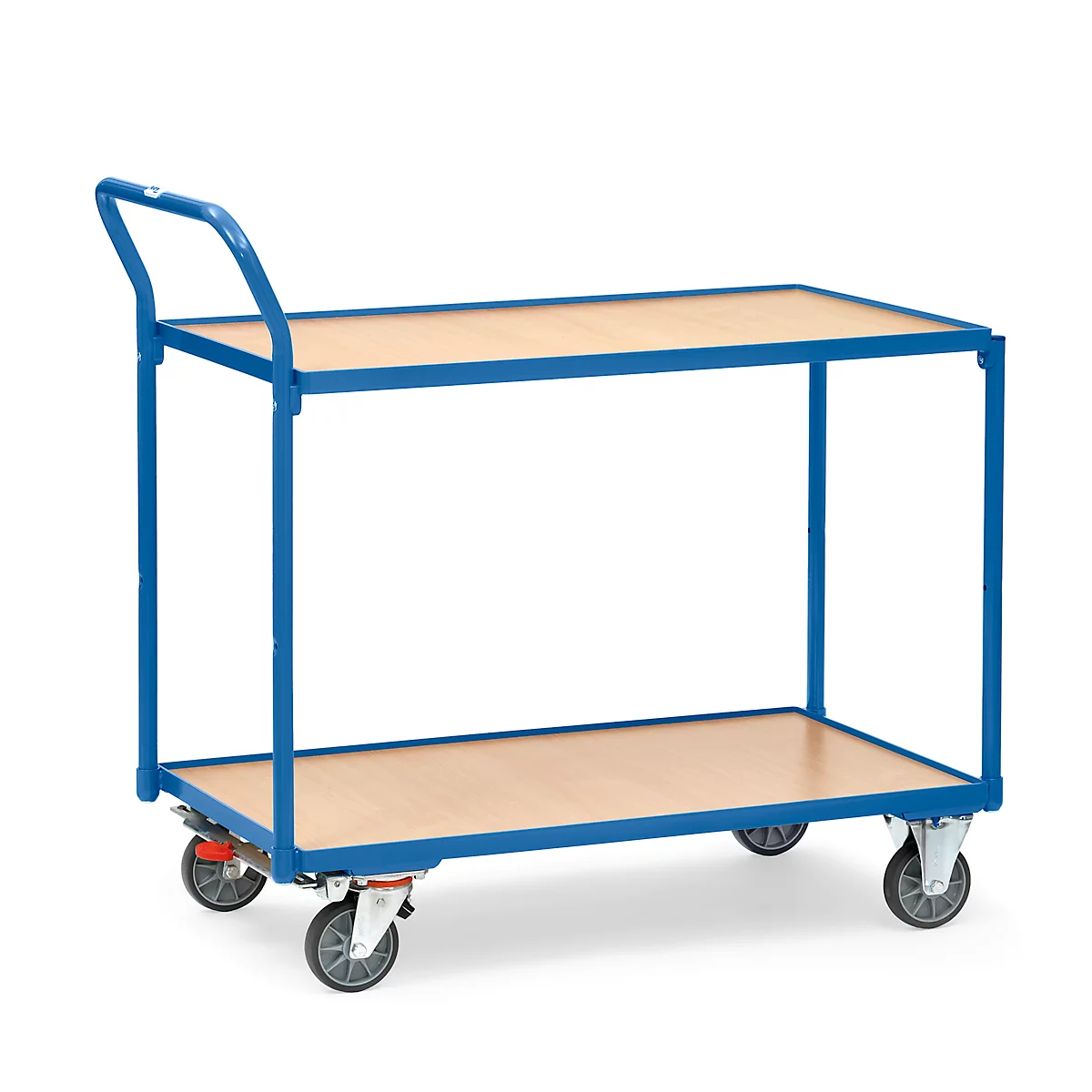 Carro de mesa ligera fetra, acero, azul, 2 estantes, L 1200 x A 800 mm, hasta 300 kg