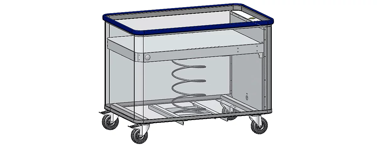 Carro de suelo con muelle de aluminio anodizado, capacidad de carga hasta 130 kg, volumen 380 l