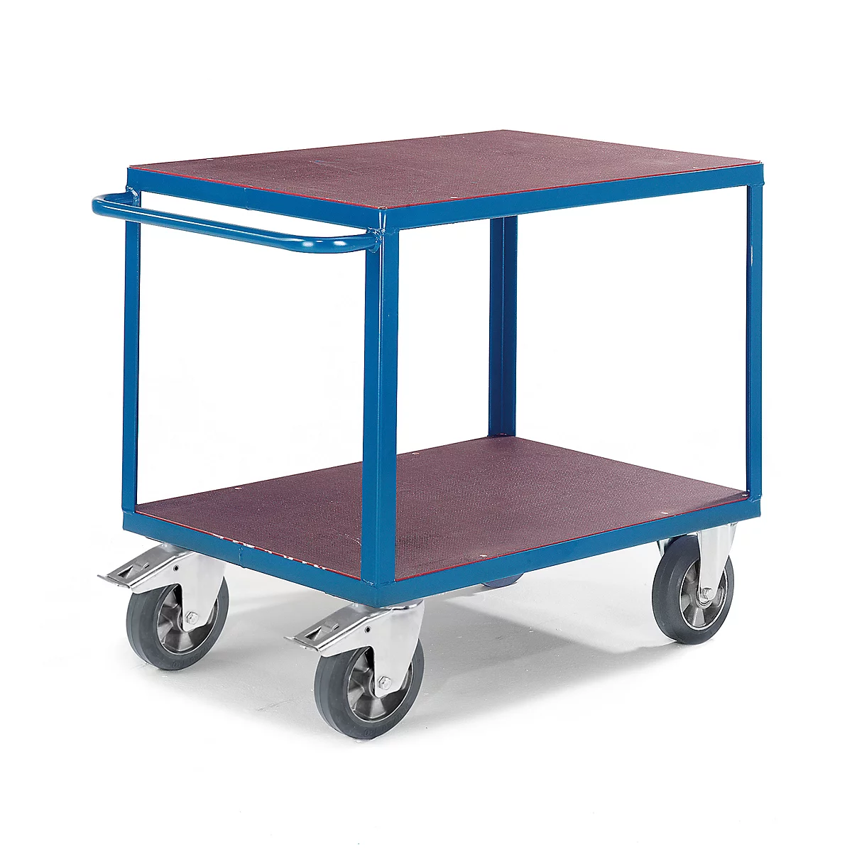 Carro de transporte Rollcart de 2 etapas, L 1000 x A 700 mm, capacidad de carga 1200 kg, con ruedas de plástico, azul genciana RAL 5010