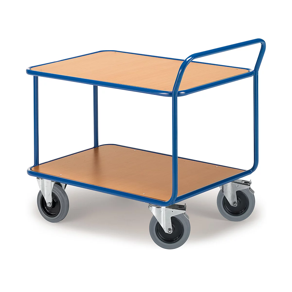 Carro de transporte Rollcart de 2 etapas, L 1000 x A 700 mm, capacidad de carga 500 kg, con ruedas TPE, azul genciana RAL 5010
