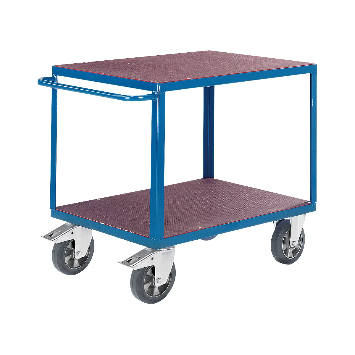 Carro de transporte Rollcart de 2 etapas, L 1200 x A 800 mm, capacidad de carga 1200 kg, con ruedas de plástico, azul genciana RAL 5010