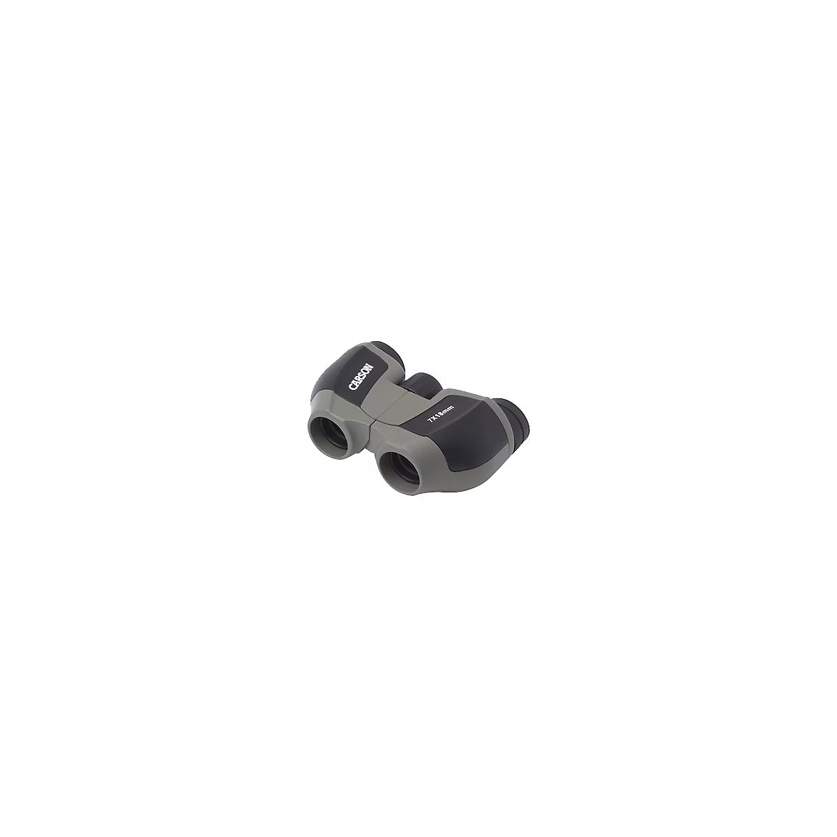 Kompaktes Fernglas von Carson in Grau und Schwarz mit 7x18mm Vergrößerung.