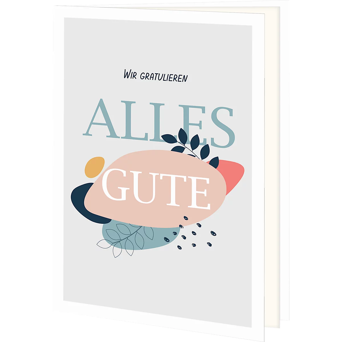 Carte de voeux Korsch Wir gratulieren - Alles Gute, avec motif coloré &amp; enveloppes, format vertical, L 115 x H 117 mm, carton, blanc naturel, 10 pièces