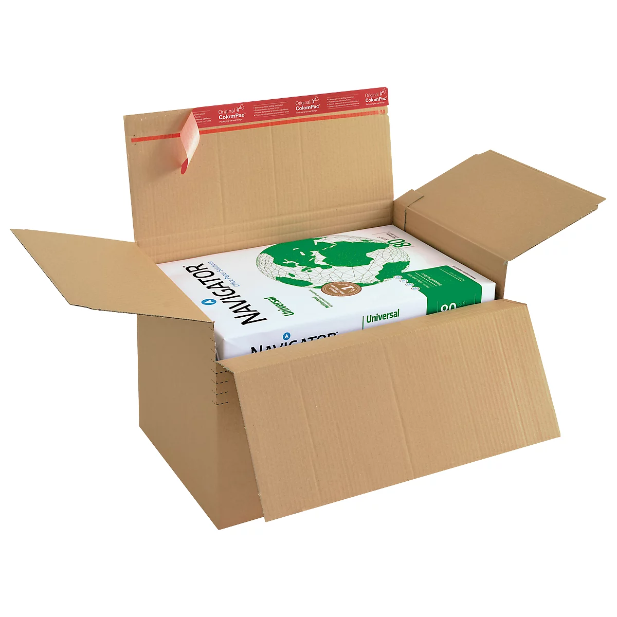 Carton à fond automatique, format A4, double fond, fermeture autocollante, brun, 10 p.