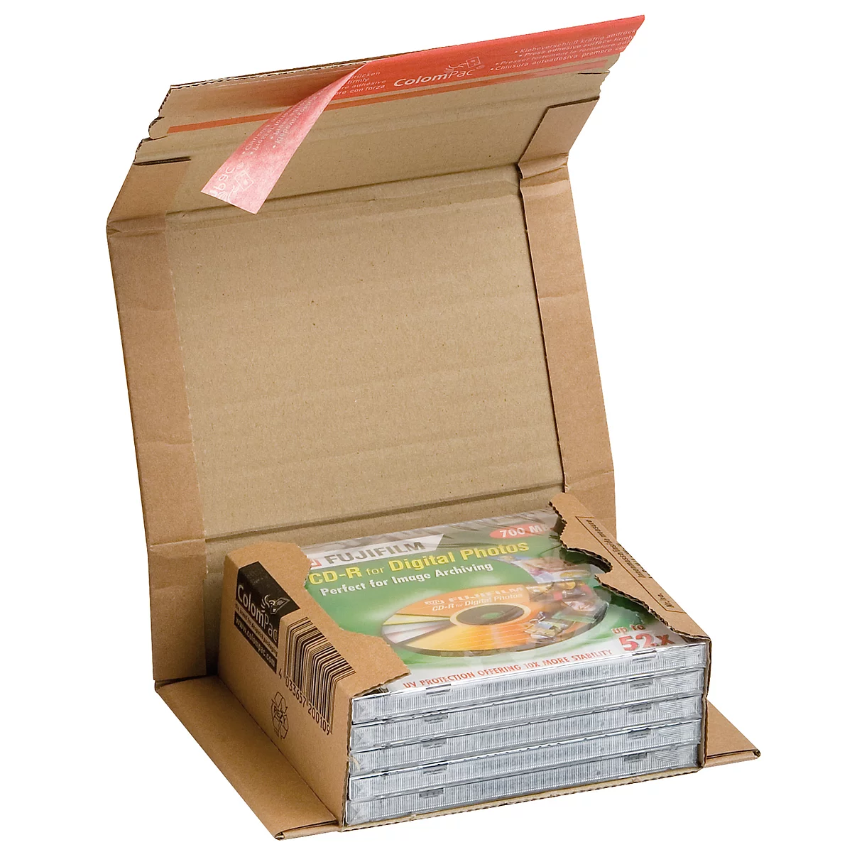 Carton d'expédition pour livre et pour CD, 147 x 126 x 55 mm, 1 cannelure, brun, 20 pièces