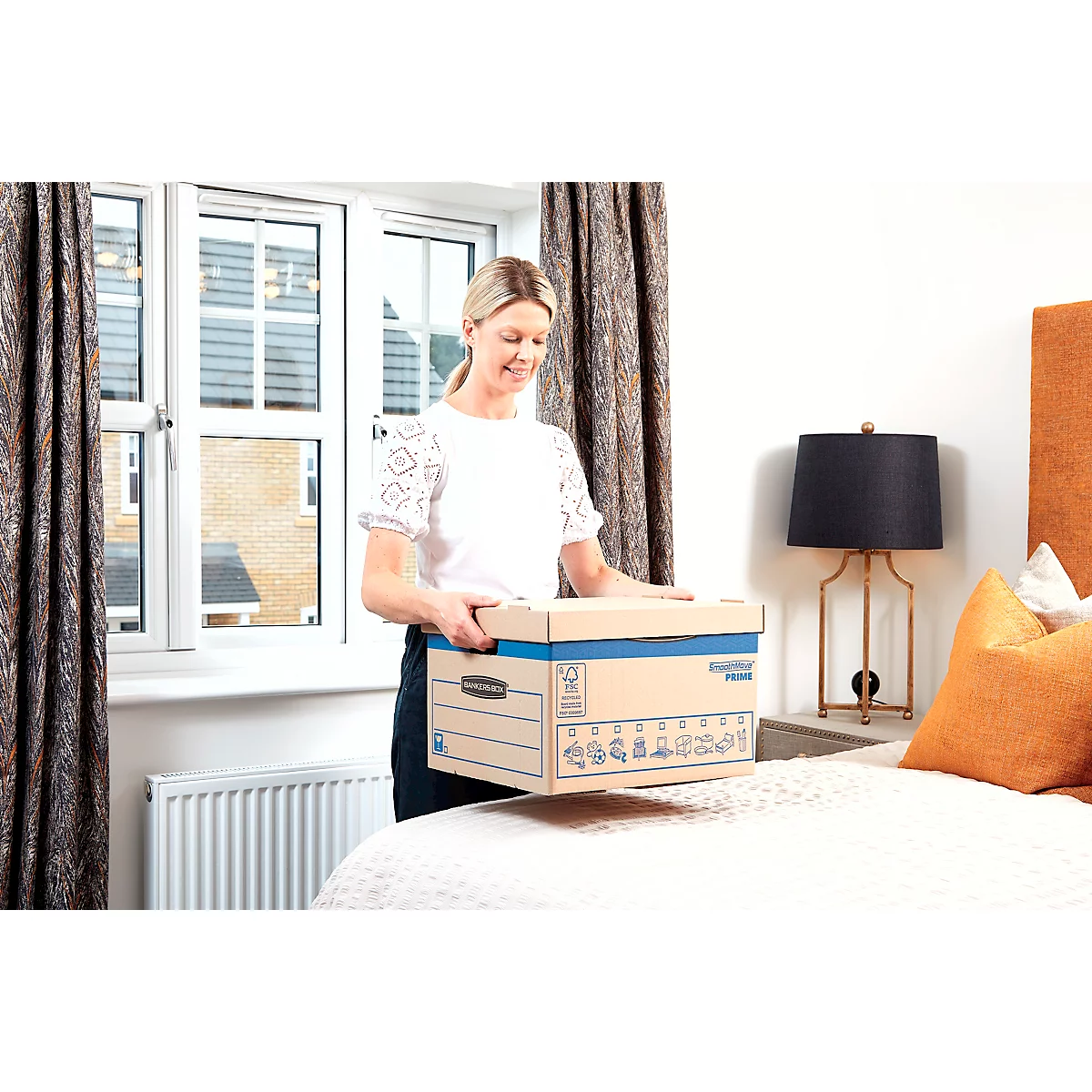 Carton de déménagement SmoothMove Prime, 2 couches de carton ondulé, couvercle amovible, champ d'inscription, H 287 x L 380 x P 430 mm, 47 L, 10 pièces, marron