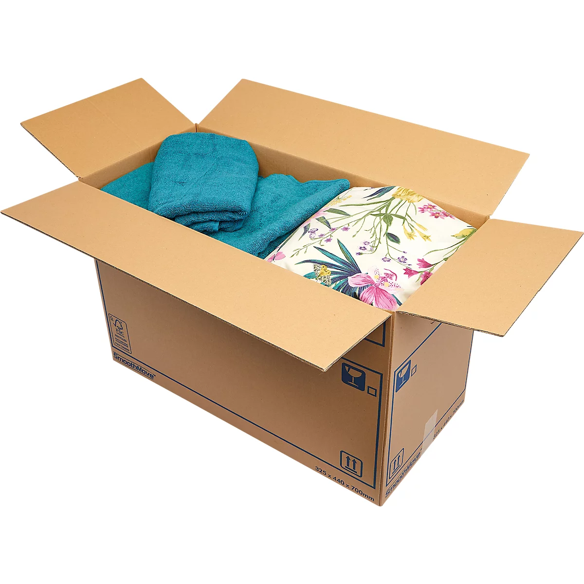 Carton de déménagement SmoothMove Standard, 2 couches de carton ondulé, champ d'inscription, 440 x 330 x 70 mm, 100 L, 10 pièces