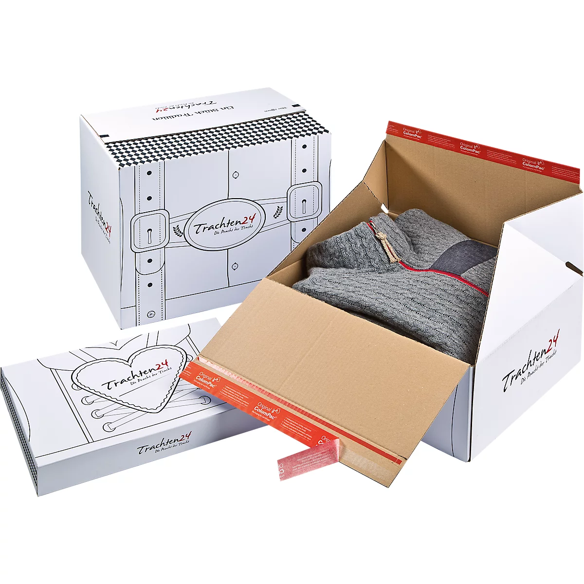 Carton Premium à fond plat ColomPac CP 155.155, L 189 x P 154 x H 131 mm, pliage en Z, fermeture autocollante, blanc, 20 pièces
