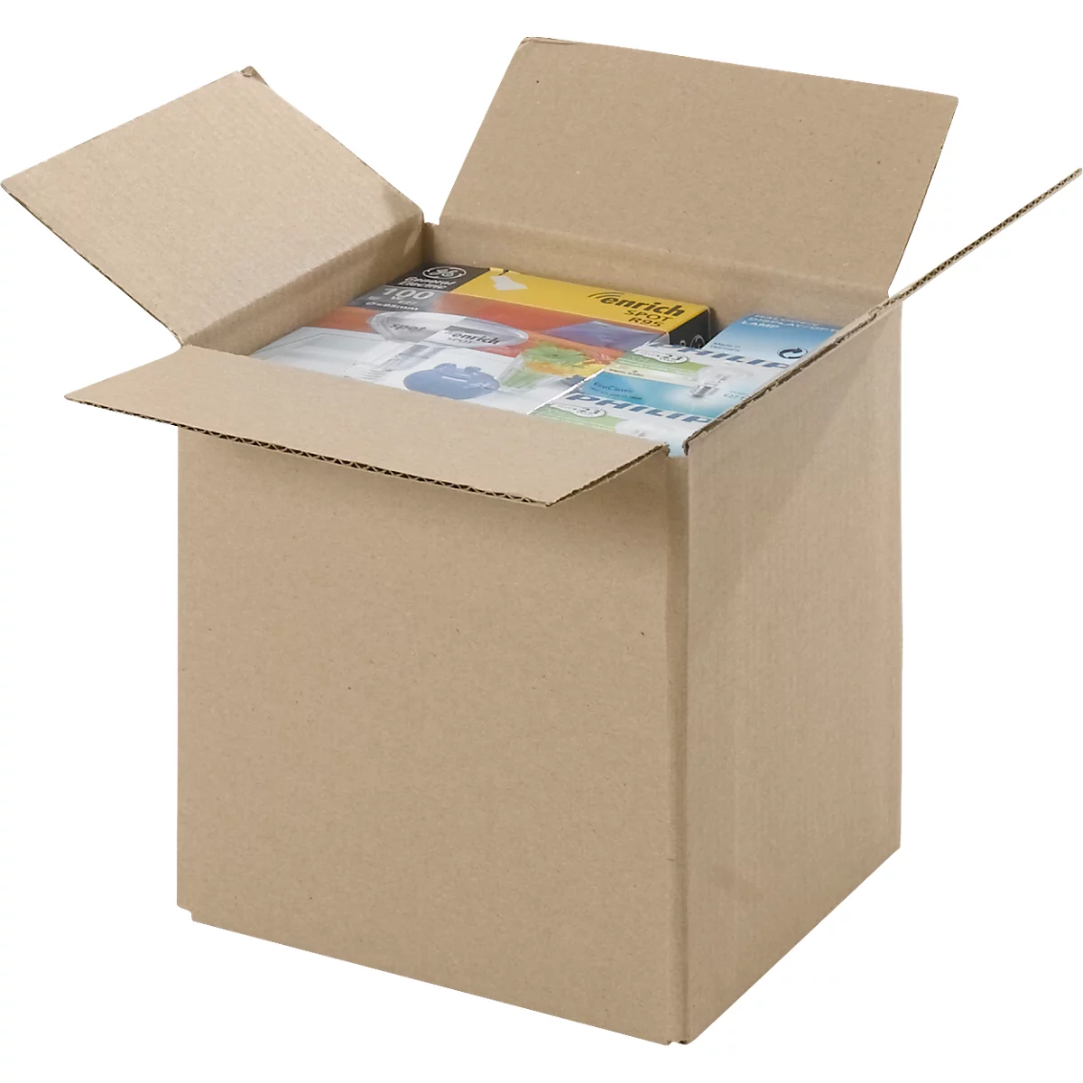 Cartons pliables et ondulés, 1 cannelure, 150 x 150 x 150 mm, brun