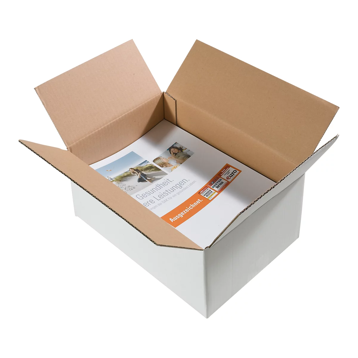 Cartons pliables et ondulés blancs, 1 cannelure, 200 x 150 x 100 mm