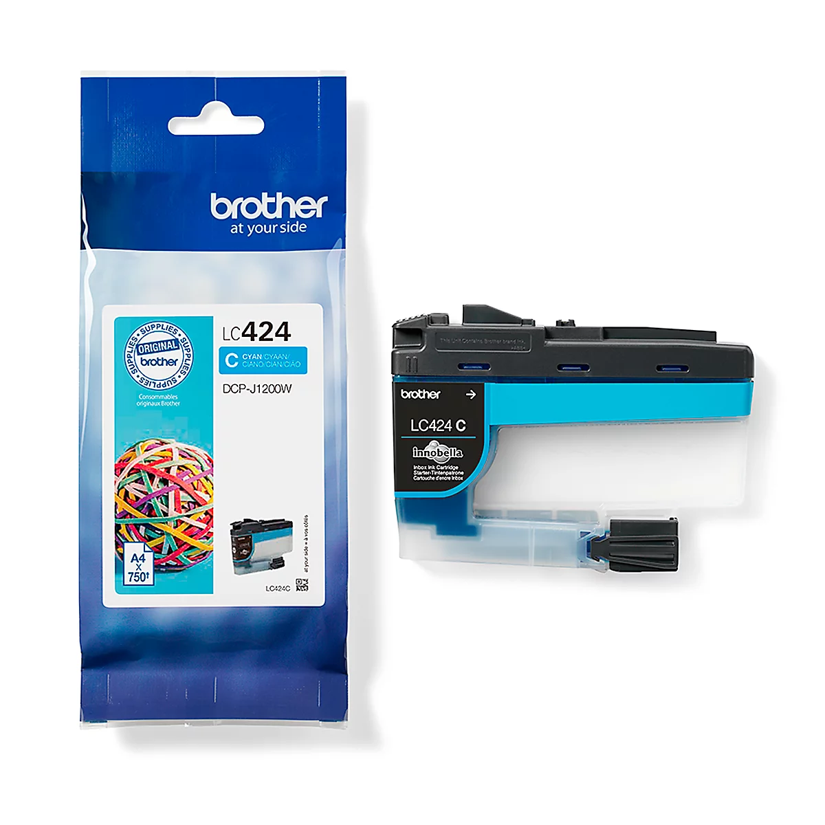 Cartouche d'encre originale Brother LC-424C, pack individuel, cyan