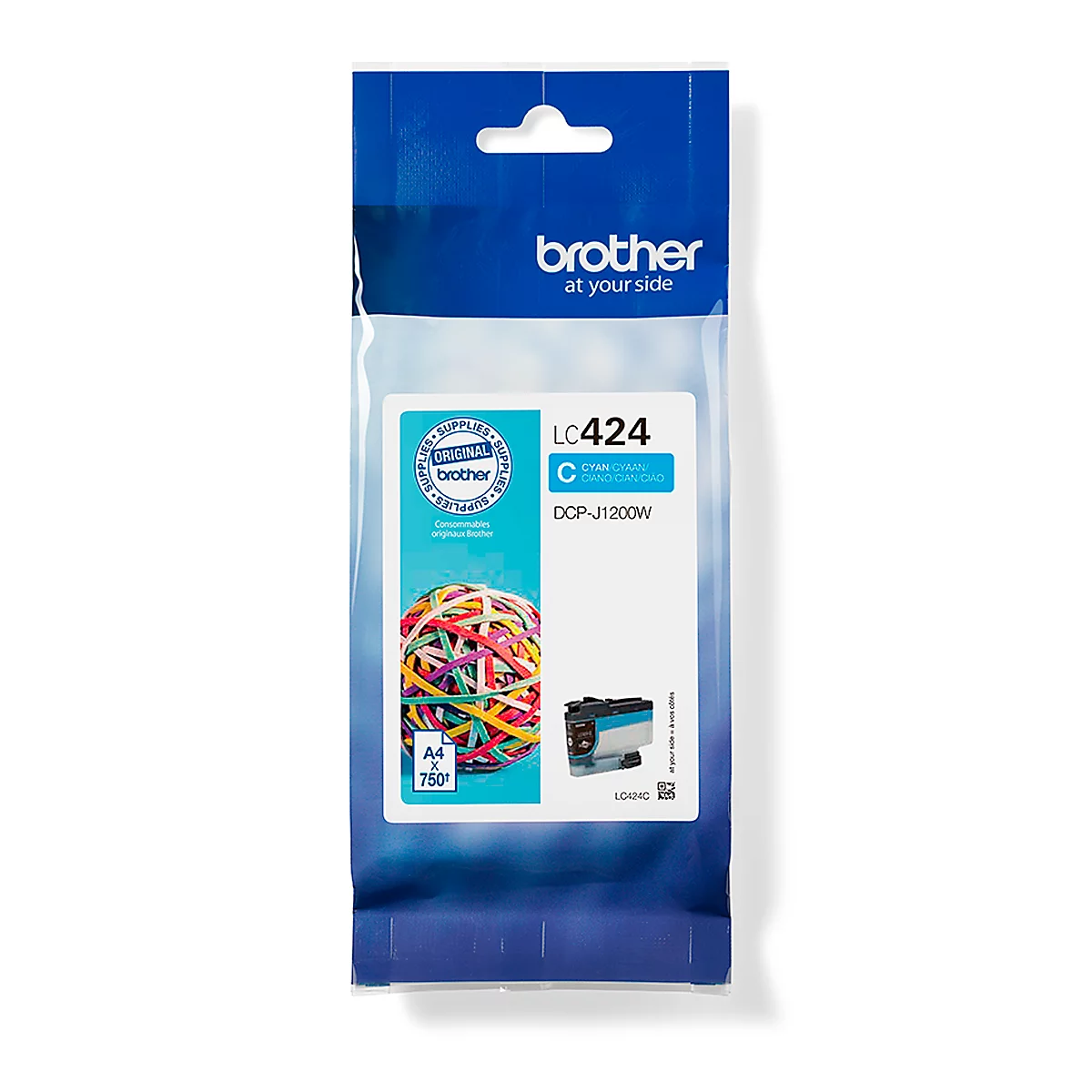 Cartouche d'encre originale Brother LC-424C, pack individuel, cyan