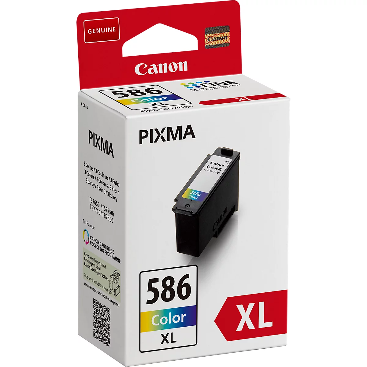 Cartouche d'encre originale Canon CL-586 XL (6226C001), jusqu'à 3000 pages, pack individuel, tricolore, CMY