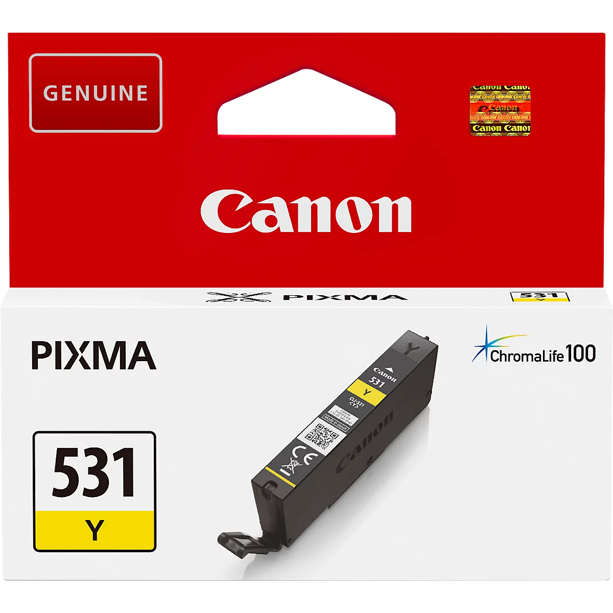 Cartouche d'encre originale Canon CLI-531Y (6121C001), jusqu'à 515 pages, pack individuel, jaune
