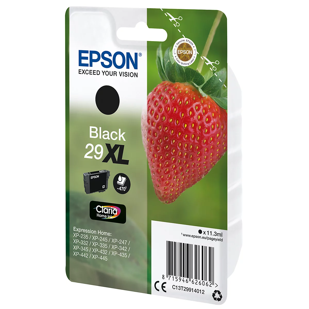 Cartouche d'encre originale Epson 29XL, pack individuel, noir
