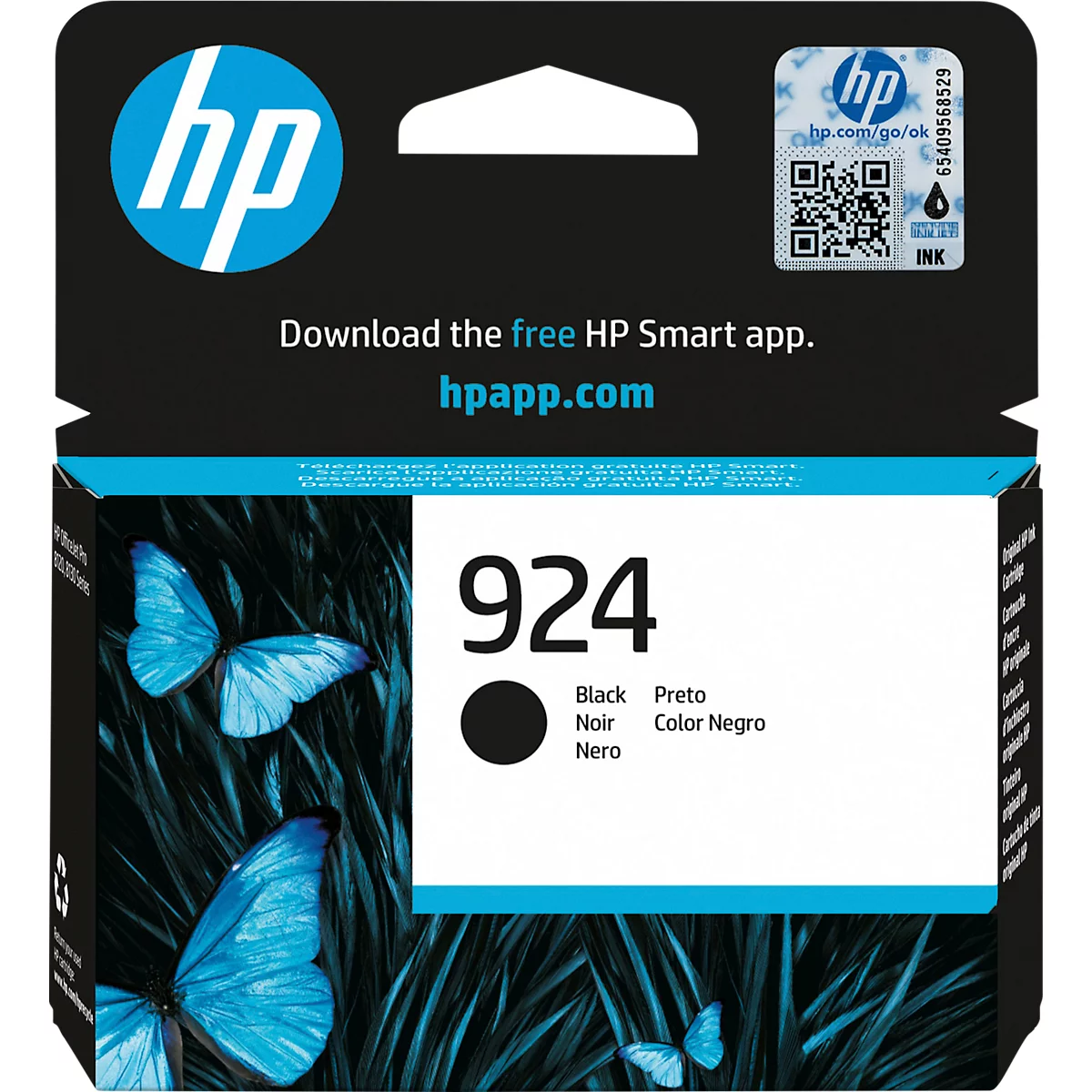 Cartouche d'encre originale HP 924 (4K0U6NE), jusqu'à 500 pages, pack individuel, noir