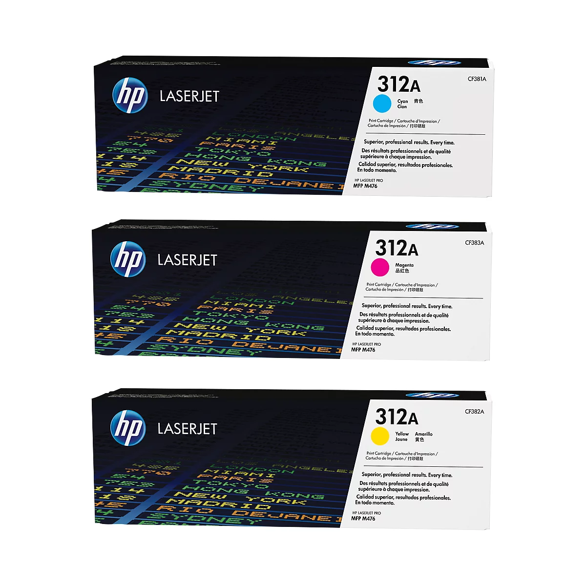 Cartouche d'impression Color LaserJet CF440AM HP, LOT cyan + magenta + jaune