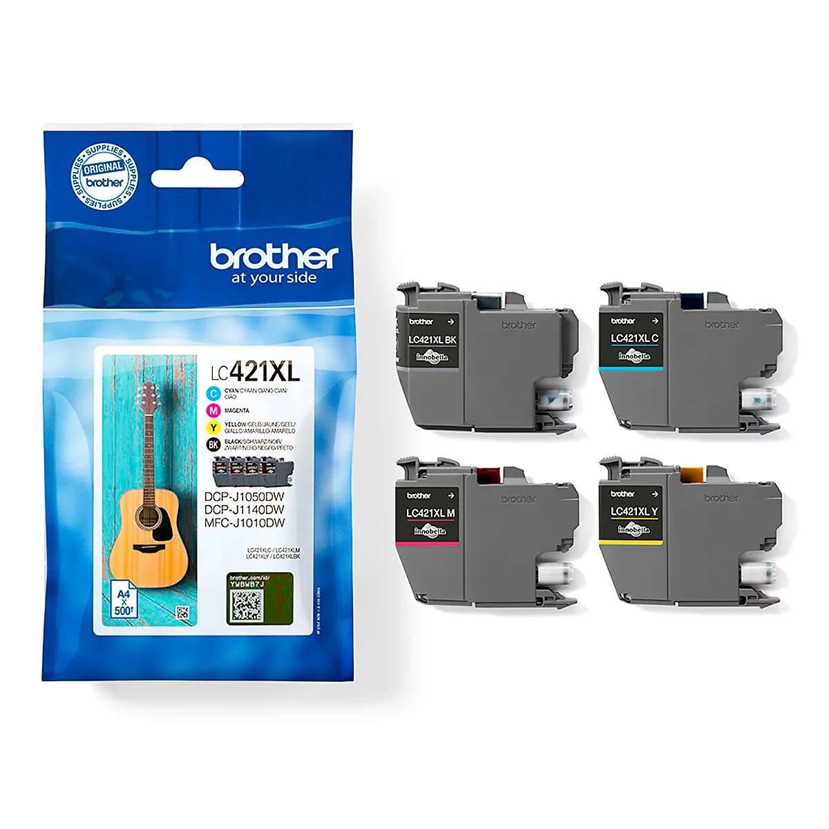 Cartouches d'encre originales Brother LC-421XL CMYK, Mixpack, noir, cyan, magenta, jaune