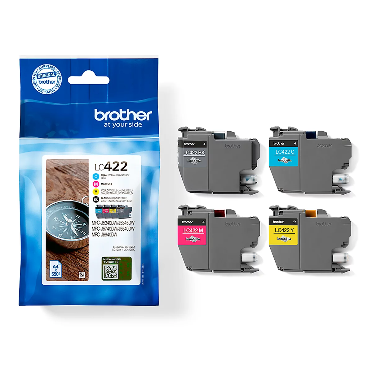 Cartouches d'encre originales Brother LC-422VA, Mixpack, cyan, noir, jaune, magenta