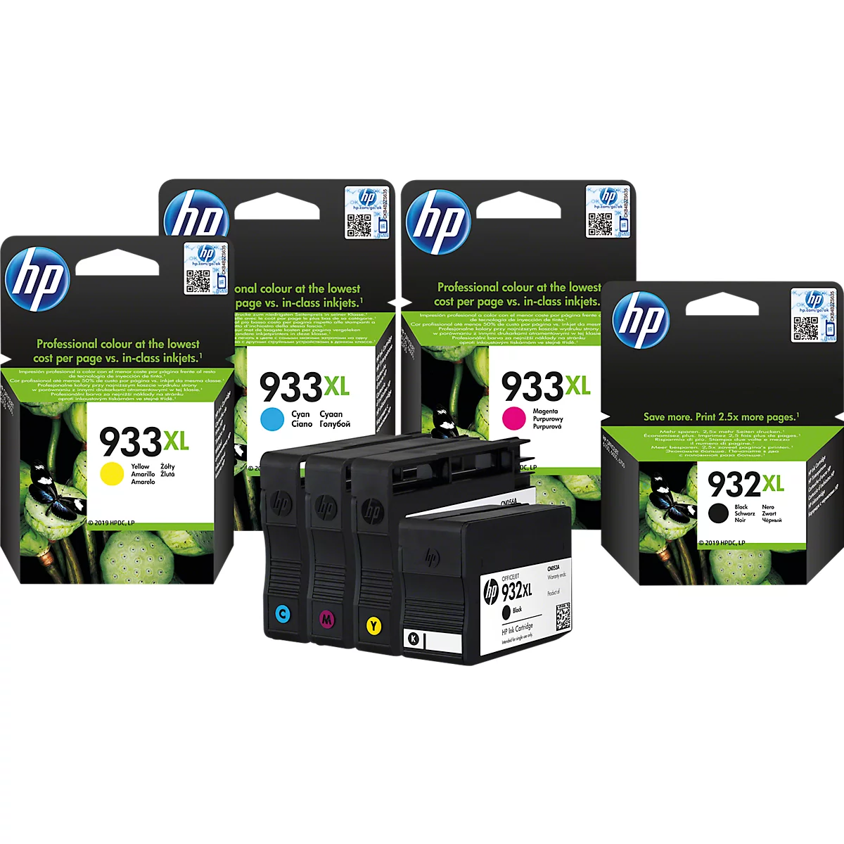 Cartouches d'encre originales HP 932XL/933XL CMYK, Mixpack, cyan, magenta, jaune, noir