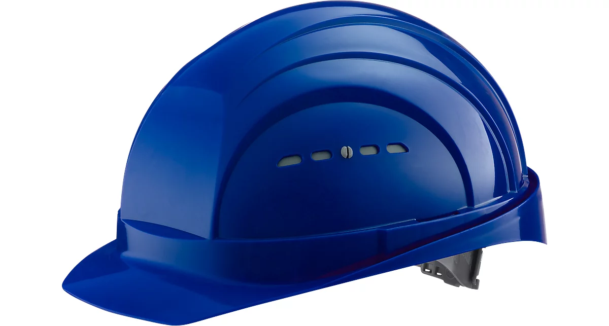 Casco de protección EuroGuard I/79 4-G, polietileno de alta presión, DIN EN 397, azul, con correas de 4 puntos, ventilación