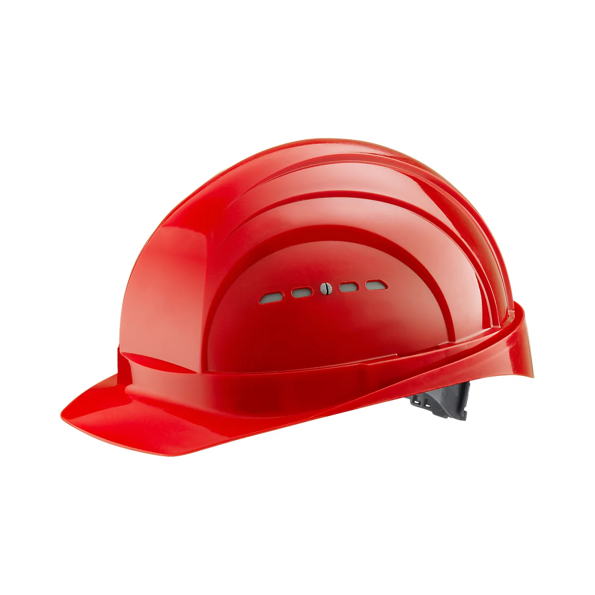 Casco de protección EuroGuard I/79 4-G, polietileno de alta presión, DIN EN 397, rojo, con correas de 4 puntos, ventilación