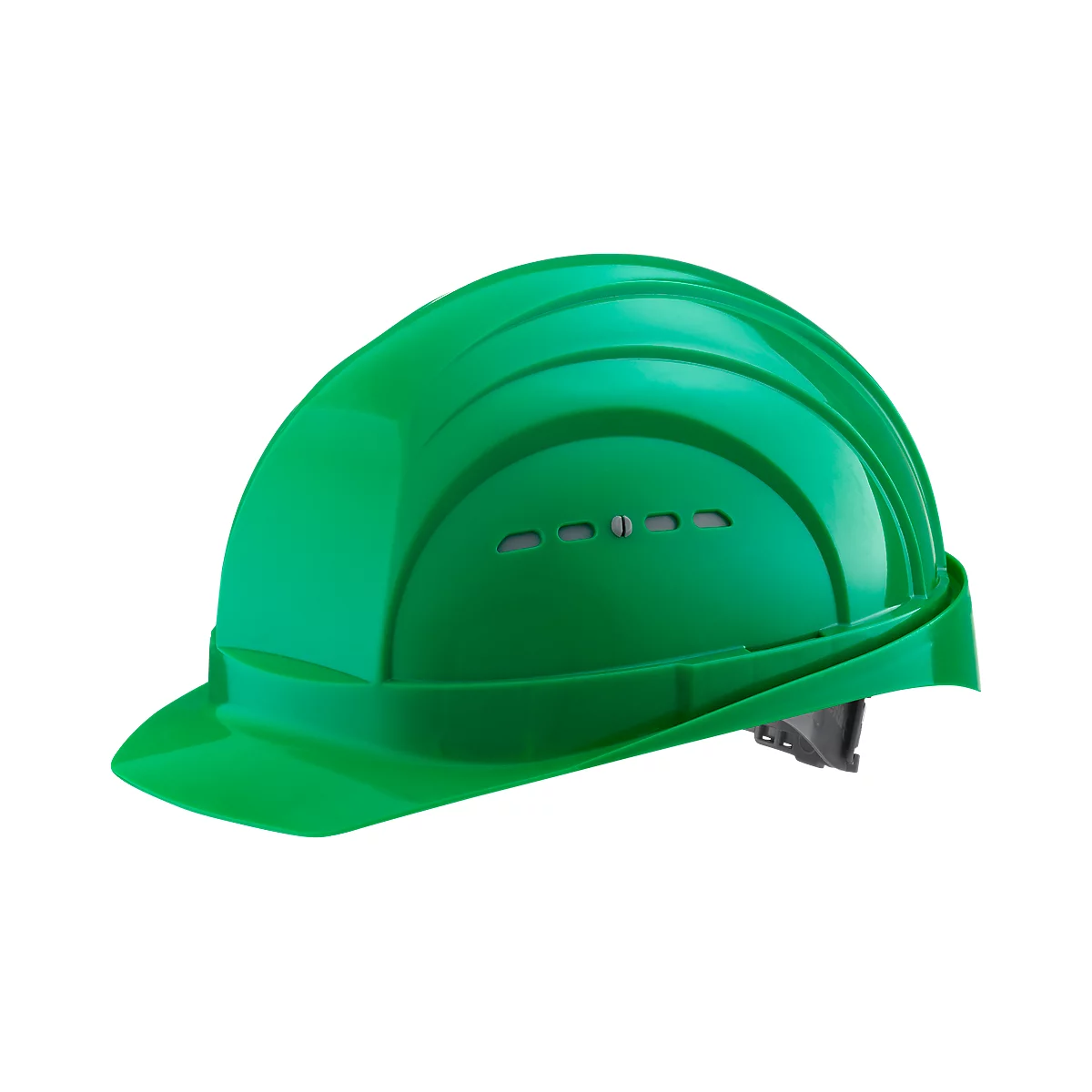 Casco de protección EuroGuard I/79 4-G, polietileno de alta presión, DIN EN 397, verde, con correas de 4 puntos, ventilación