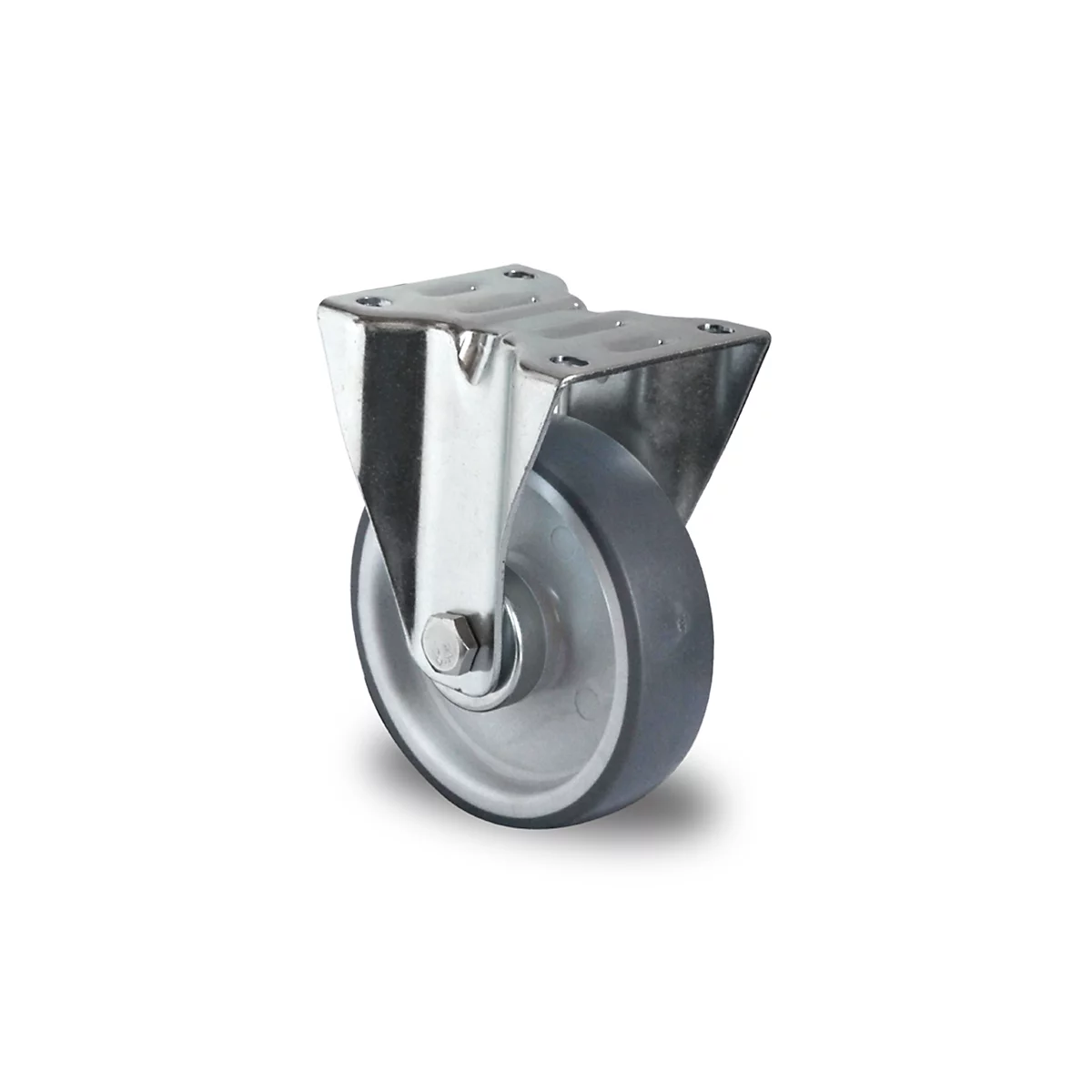 CASCOO Bockrolle P2V2, mit Rad-ø 100 mm x B 32 mm, Polypropylen-Felge, Elastomer-Lauffläche, grau, Rollenlager, bis 100 kg
