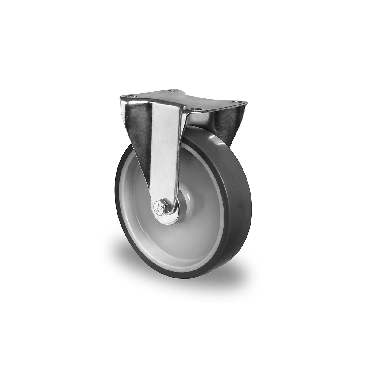 CASCOO Bockrolle P2V2, mit Rad-ø 200 mm x B 48 mm, Polypropylen-Felge, Elastomer-Lauffläche, grau, Rollenlager, bis 200 kg