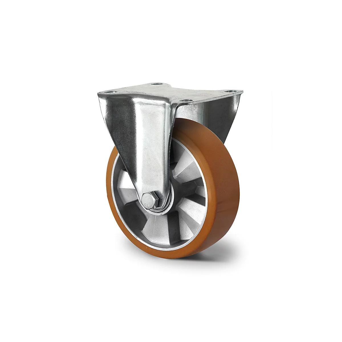 CASCOO bokwiel BAU5, met wiel ø 200 mm x B 50 mm, aluminium velg, polyurethaan loopvlak, bruin, dubbele kogellager, tot 700 kg